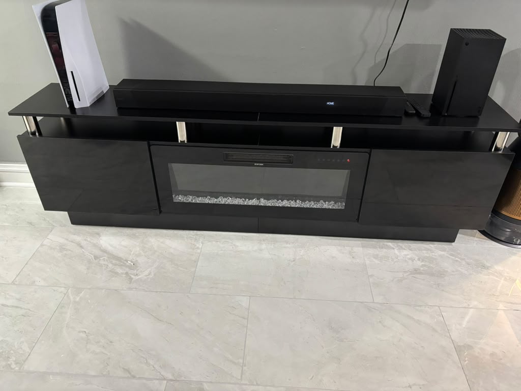 Assembled media console with electric fireplace